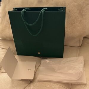 Rolex Dark Green Gift Bag with Receipt Card and Tissue Paper